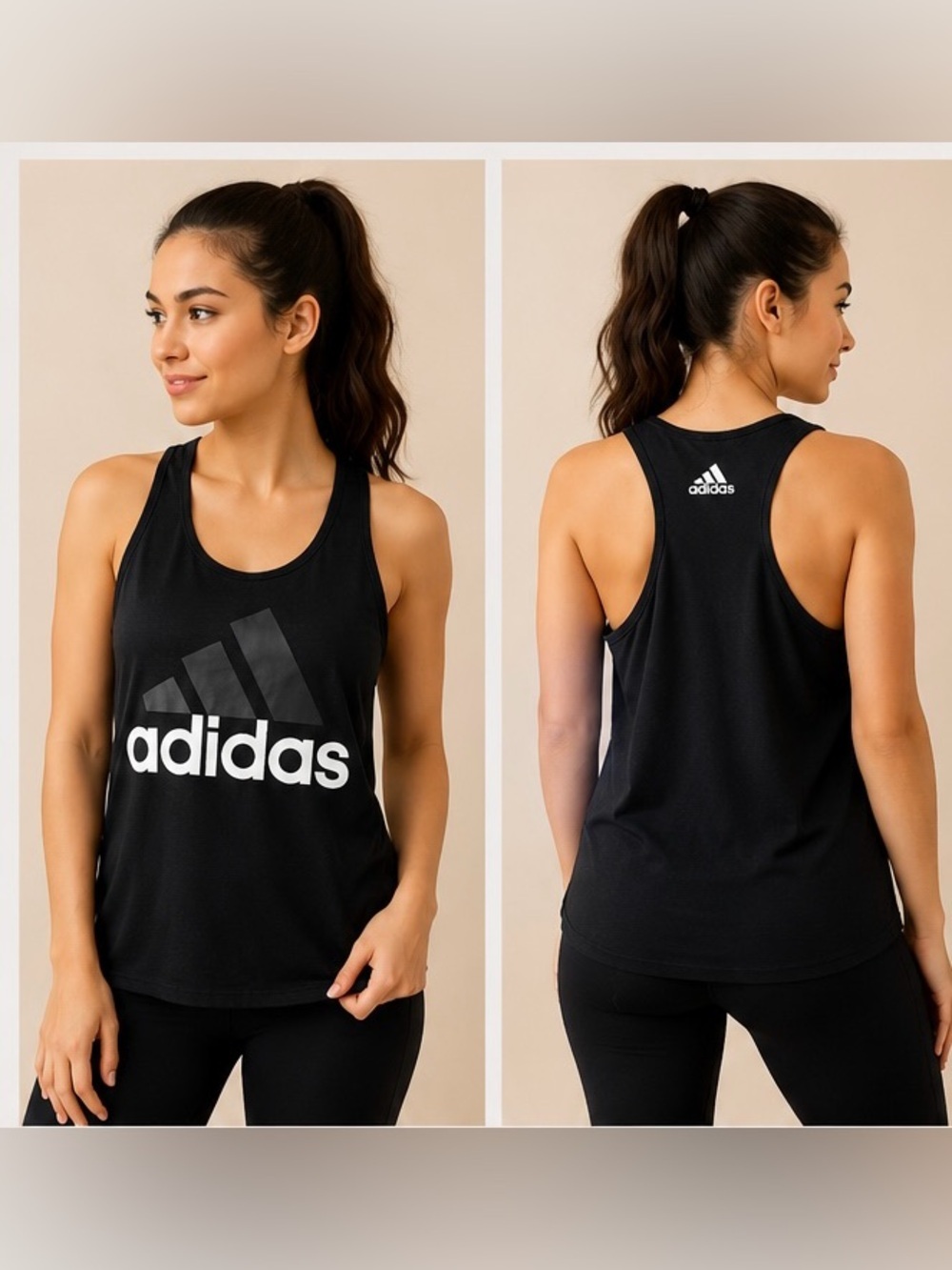 adidas Essential Logo Racerback Tank Top Women’s Medium Black